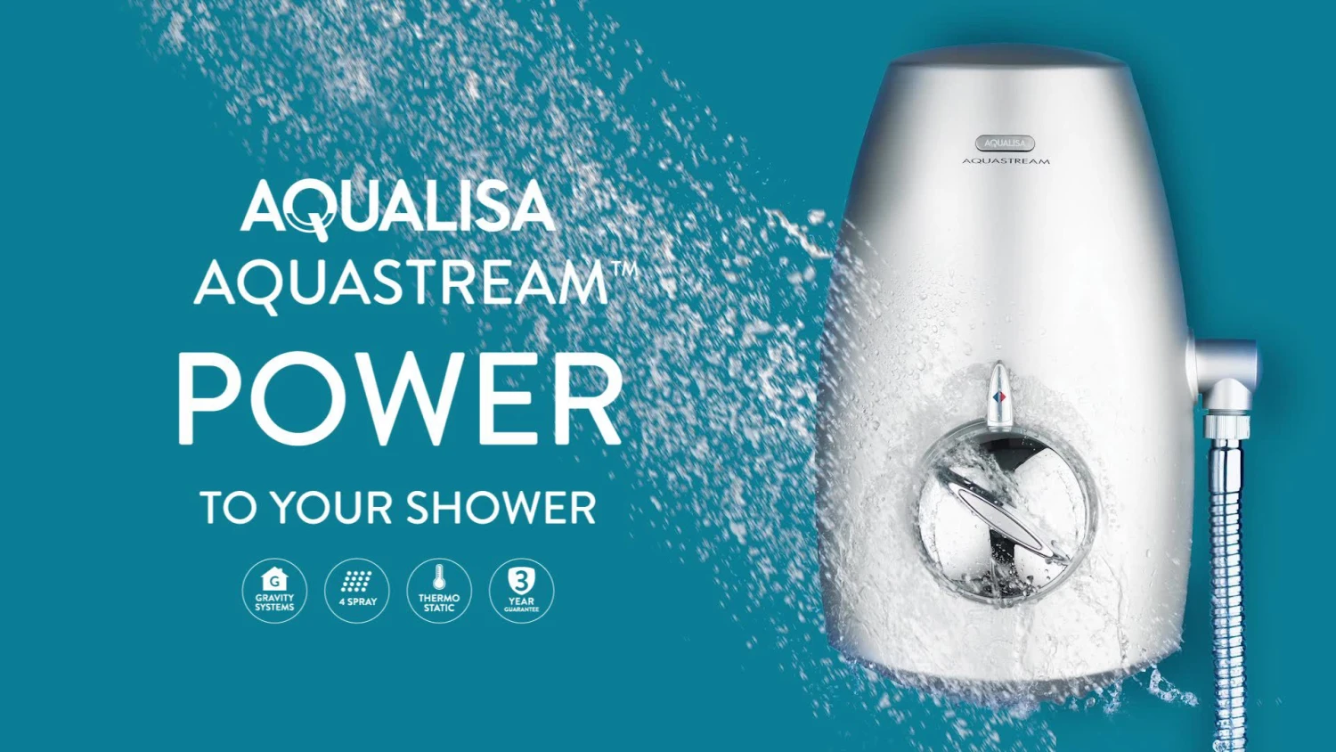 Aqualisa Aquastream 4-spray Pattern White Chrome Effect Thermostatic Mixer Shower 2 Aqualisa Aquastream 4-spray Pattern White Chrome Effect Thermostatic Mixer Shower - Image 2