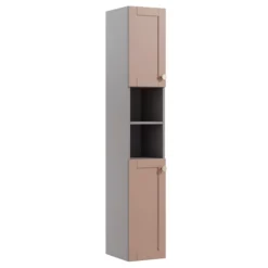 Ashford Matt Dusty Pink Double Wall-mounted Bathroom Cabinet (H)180cm (W)30cm
