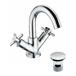 Bristan Nurture Standard Chrome Effect Deck-mounted Manual Basin Mixer Tap
