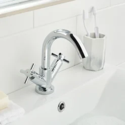 Bristan Nurture Standard Chrome Effect Deck-mounted Manual Basin Mixer Tap -Ideal Standard Shop bristan nurture standard chrome effect deck mounted manual basin mixer tap5014868068121 04i BQ