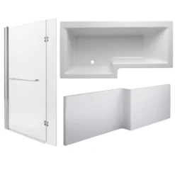 Cooke & Lewis Adelphi 6 Shower Bath, Panel, Screen & Air Spa Set, (L)1675mm (W)850mm