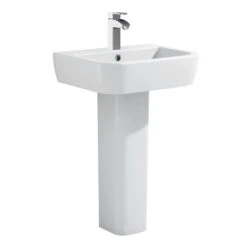 Cooke & Lewis Affini Gloss White Rectangular Full Pedestal Basin (H)85cm (W)56cm