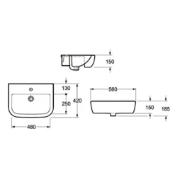 Cooke & Lewis Affini White Square Semi-recessed Basin (W)56cm -Ideal Standard Shop cooke lewis affini white square semi recessed basin w 56cm5397007210361 18bq