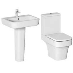 Cooke & Lewis Caldaro White Close-coupled Toilet & Full Pedestal Basin