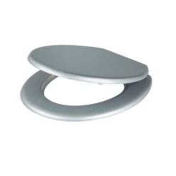 Cooke & Lewis Palmi Silver Round Standard Close Toilet Seat