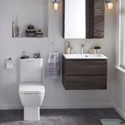 Cooke & Lewis Santoro White Close-coupled Toilet With Soft Close Seat -Ideal Standard Shop cooke lewis santoro white close coupled toilet with soft close seat5397007189117 04i BQ