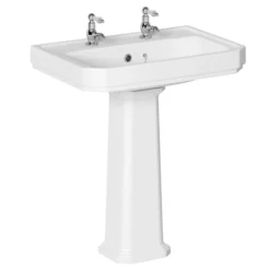 Cooke & Lewis Serina White Rectangular Full Pedestal Basin (H)80.2cm (W)55.8cm