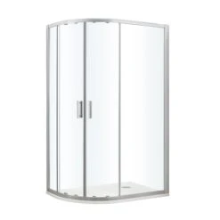 GoodHome Beloya Right-handed Offset Quadrant Shower Enclosure & Tray With Corner Entry Double Sliding Door (W)1000mm (D)800mm