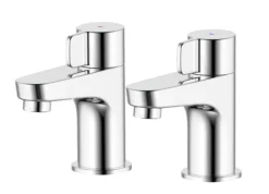 GoodHome Cavally Chrome Effect Bath Pillar Tap, Pair