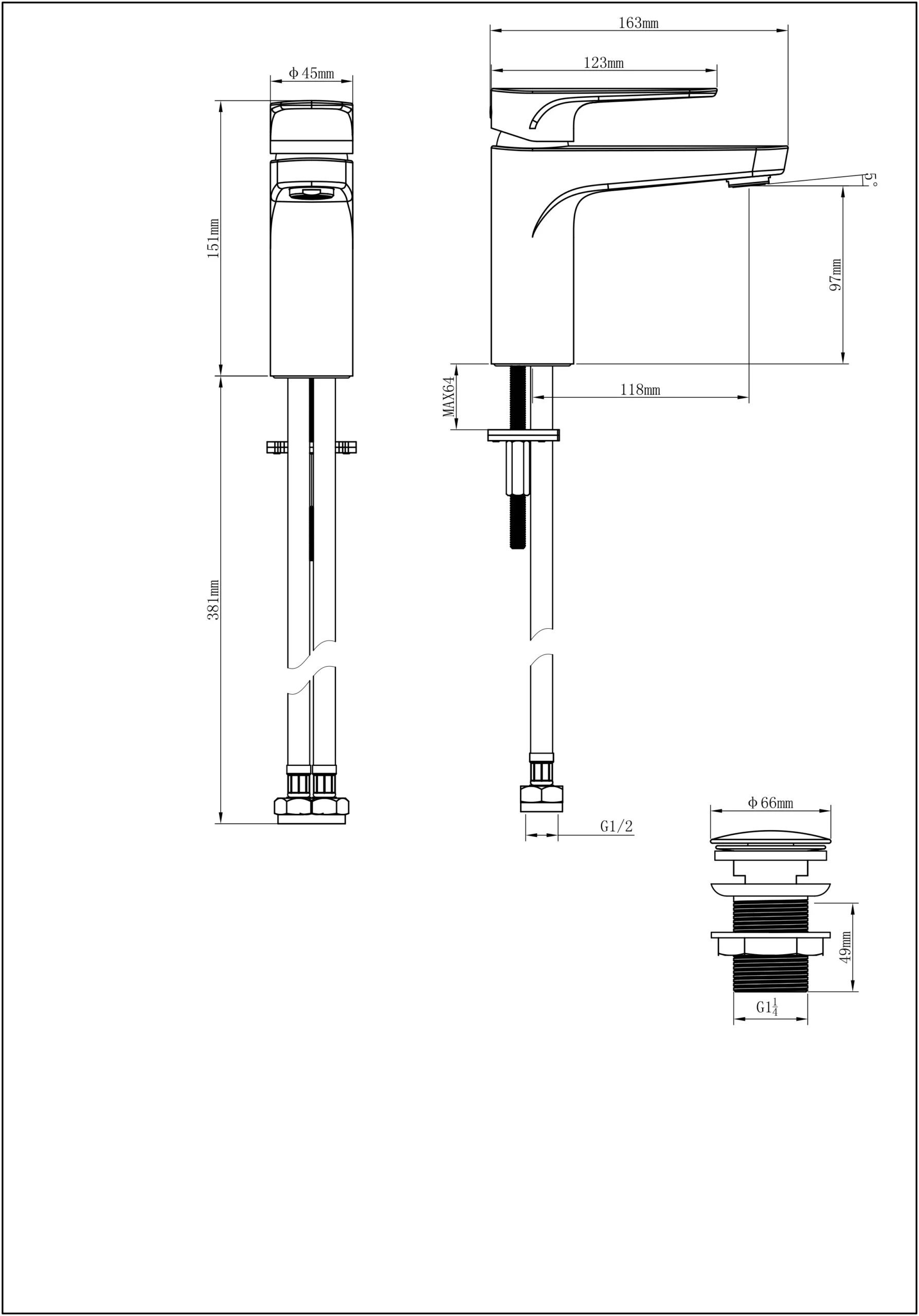 GoodHome Cavally Medium Gloss Chrome Effect Round Deck-mounted Manual Basin Mono Mixer Tap 8 GoodHome Cavally Medium Gloss Chrome Effect Round Deck-mounted Manual Basin Mono Mixer Tap - Image 8
