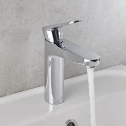 GoodHome Cavally Tall Gloss Chrome Effect Round Deck-mounted Manual Basin Mono Mixer Tap -Ideal Standard Shop goodhome cavally tall gloss chrome effect round deck mounted manual basin mono mixer tap3663602301721 03i