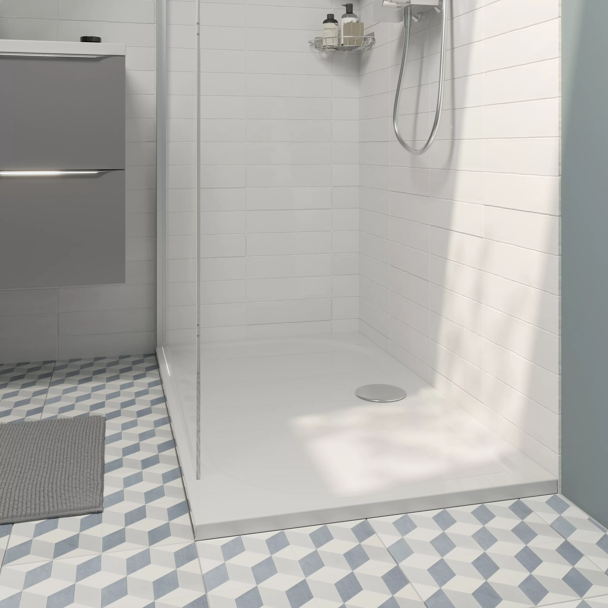 GoodHome Limsky Rectangular Shower Tray (L)700mm (W)1000mm (H)28mm 6 GoodHome Limsky Rectangular Shower Tray (L)700mm (W)1000mm (H)28mm - Image 6
