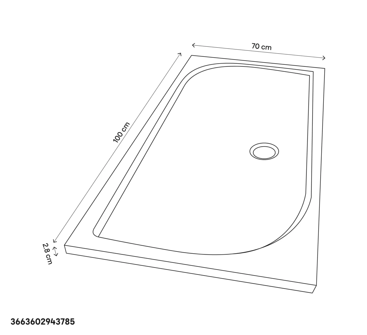 GoodHome Limsky Rectangular Shower Tray (L)700mm (W)1000mm (H)28mm 5 GoodHome Limsky Rectangular Shower Tray (L)700mm (W)1000mm (H)28mm - Image 5