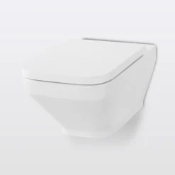 GoodHome Teesta White Wall Hung Square Toilet With Soft Close Seat