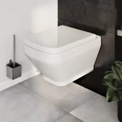 GoodHome Teesta White Wall Hung Square Toilet With Soft Close Seat -Ideal Standard Shop goodhome teesta white wall hung square toilet with soft close seat3663602690733 10i