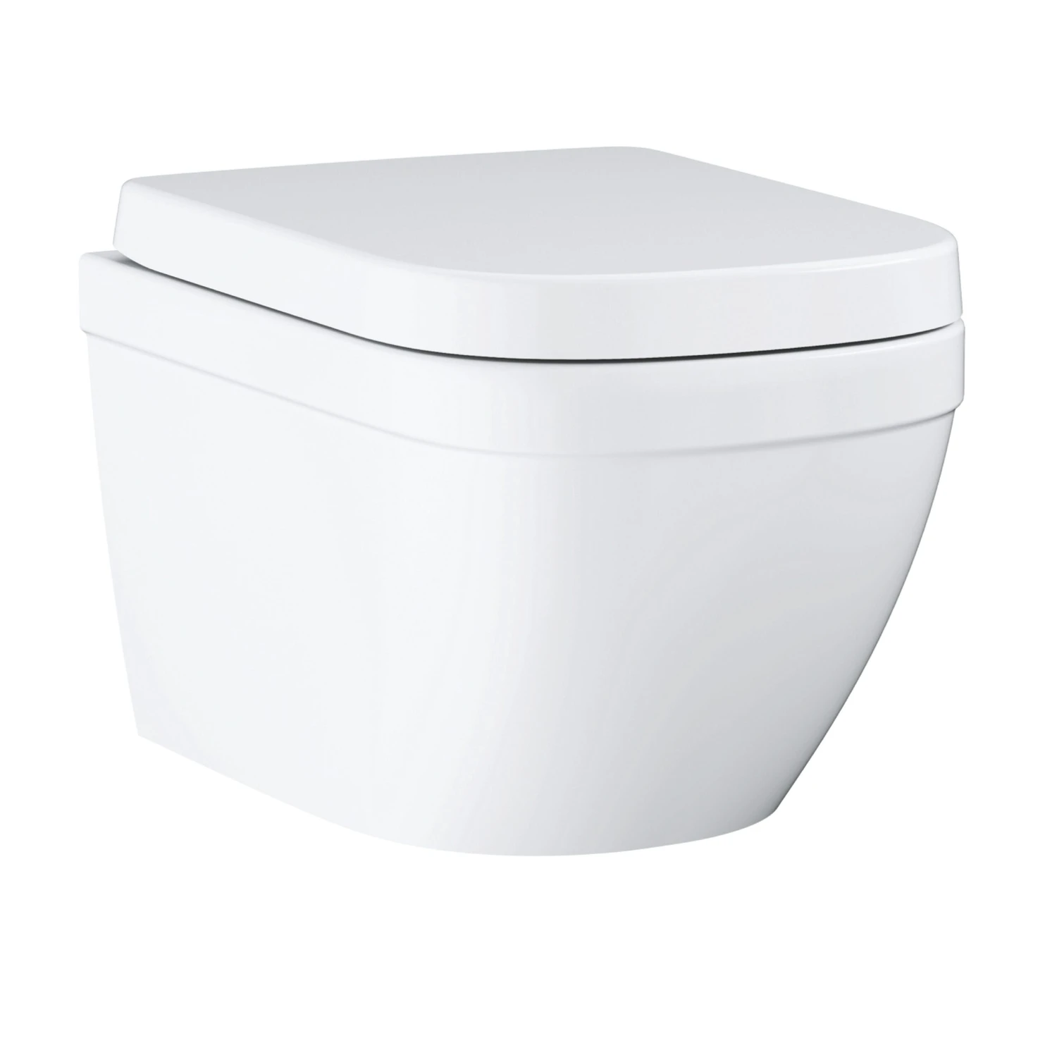 Grohe Euro Alpine White Standard Wall Hung Oval Toilet & Cistern With Soft Close Seat & Matt Black Plate 3 Grohe Euro Alpine White Standard Wall Hung Oval Toilet & Cistern With Soft Close Seat & Matt Black Plate - Image 3