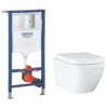 Grohe Euro Alpine White Standard Wall Hung Oval Toilet & Cistern With Soft Close Seat