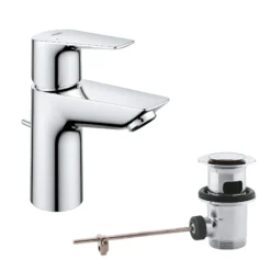 Grohe QuickFix Start Edge Modern Basin Mono Mixer Tap With Pop-up Waste