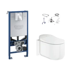 Grohe Sensia Arena Alpine White Wall Hung Toilet & Cistern With Soft Close Seat