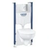 Grohe Solido 5in1 Alpine White Standard Wall Hung Oval Toilet & Cistern With Soft Close Seat