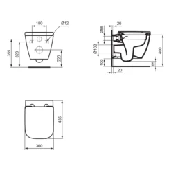 Ideal Standard I.life S White Wall Hung Toilet Pan With Soft Close Seat -Ideal Standard Shop ideal standard i life s white wall hung toilet pan with soft close seat5059340842325 02t BQ