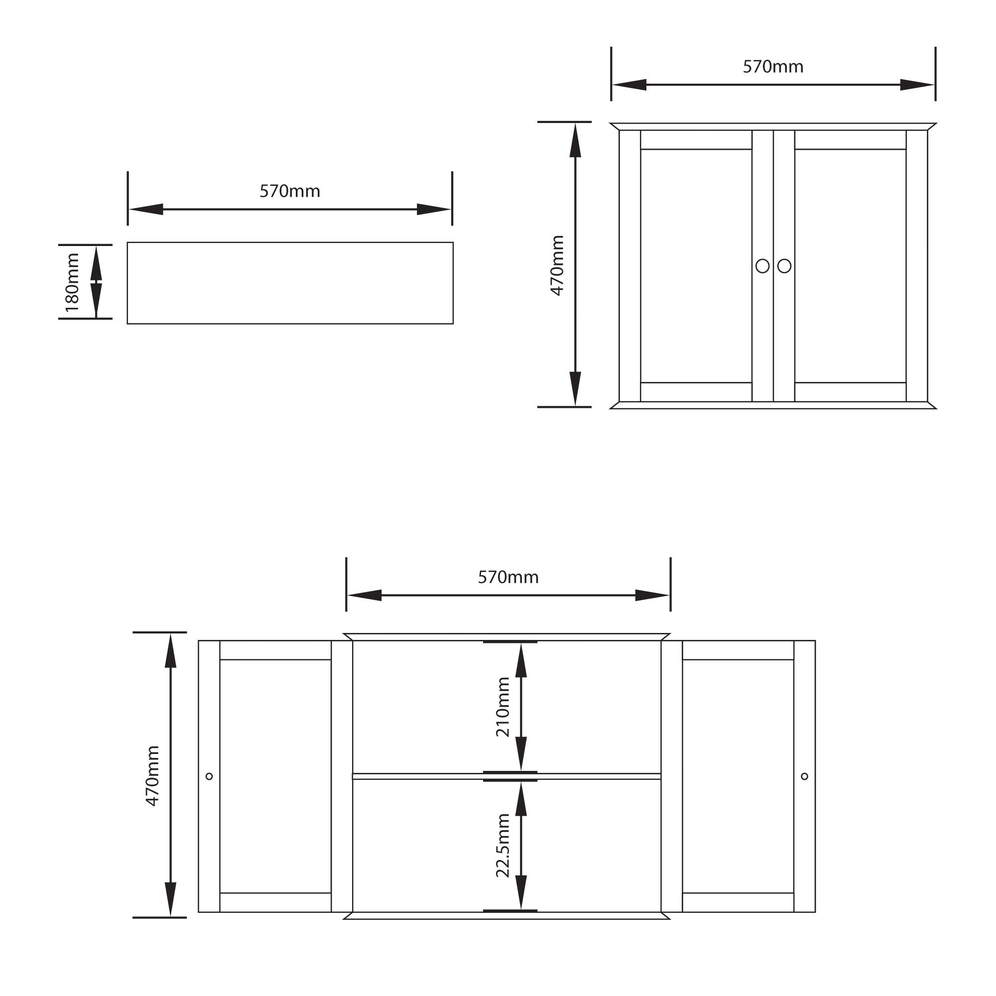 Lassic Rebecca Jones Matt Grey Double Mirrored Wall Cabinet (W)570mm (H)470mm 4 Lassic Rebecca Jones Matt Grey Double Mirrored Wall Cabinet (W)570mm (H)470mm - Image 4