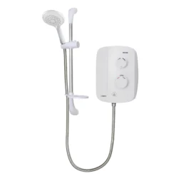Triton Silent Running 5-spray Pattern Silver & White Chrome Effect Thermostatic Power Shower