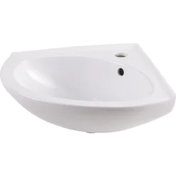Vedi White Triangular Wall-mounted Corner Cloakroom Basin (W)38.5cm