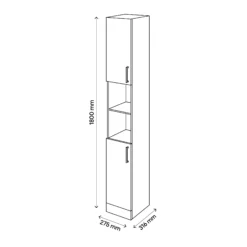 Veleka Gloss Grey Single Bathroom Cabinet (H)180cm (W)27.5cm -Ideal Standard Shop veleka gloss grey single bathroom cabinet h 180cm w 27 5cm5059340255484 01t