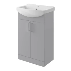 Veleka Gloss Grey Vanity Unit & Basin Set (W)550mm (H)900mm