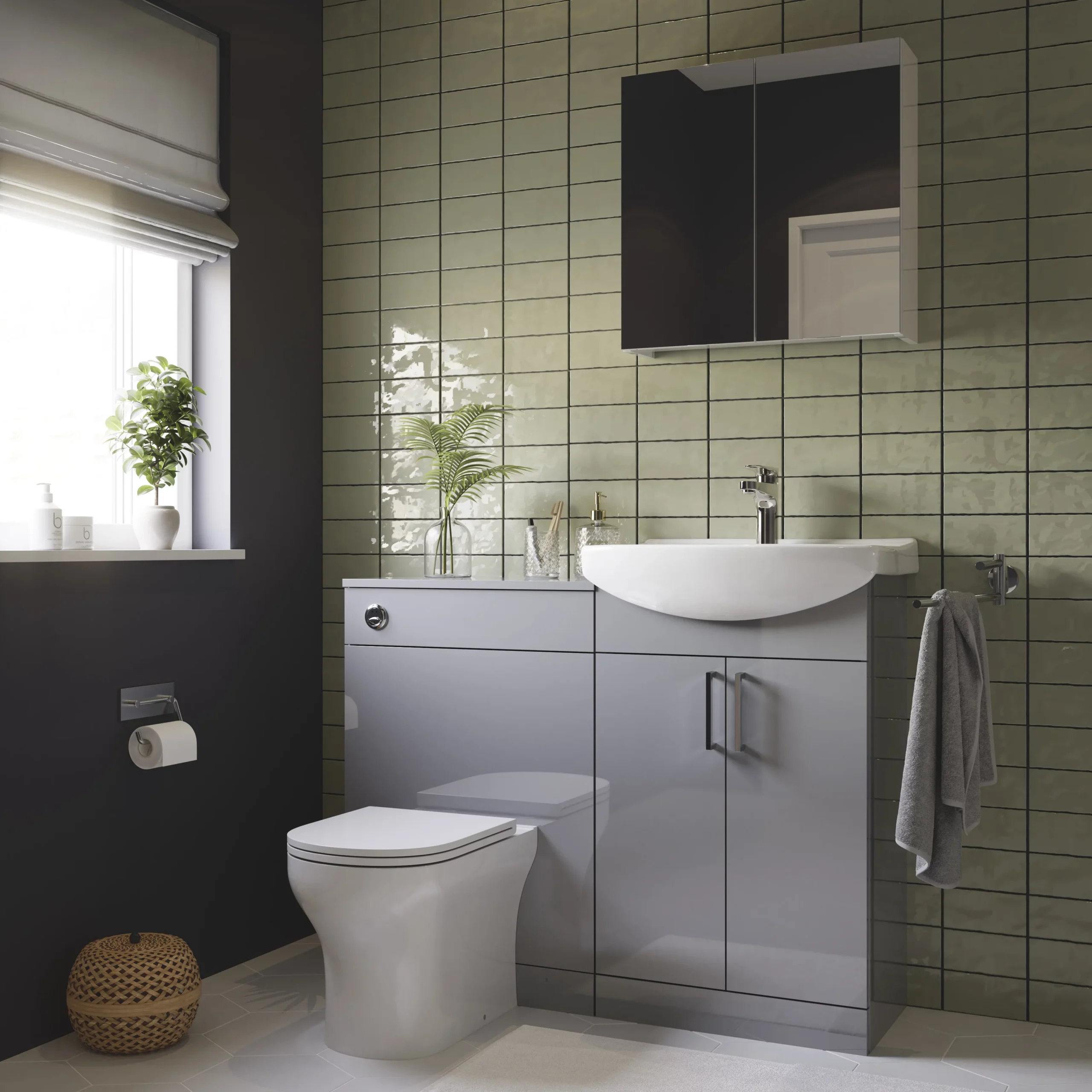 Veleka Gloss Grey Vanity Unit & Basin Set (W)550mm (H)900mm 5 Veleka Gloss Grey Vanity Unit & Basin Set (W)550mm (H)900mm - Image 5