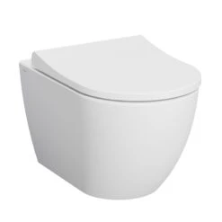 Vitra Koa White Slim Wall Hung Round Toilet Set With Soft Close Seat & Frame