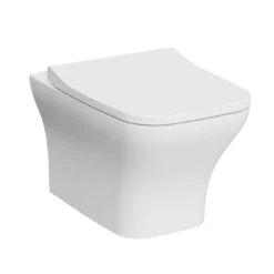 Vitra Koa White Slim Wall Hung Square Toilet Set With Soft Close Seat & Frame