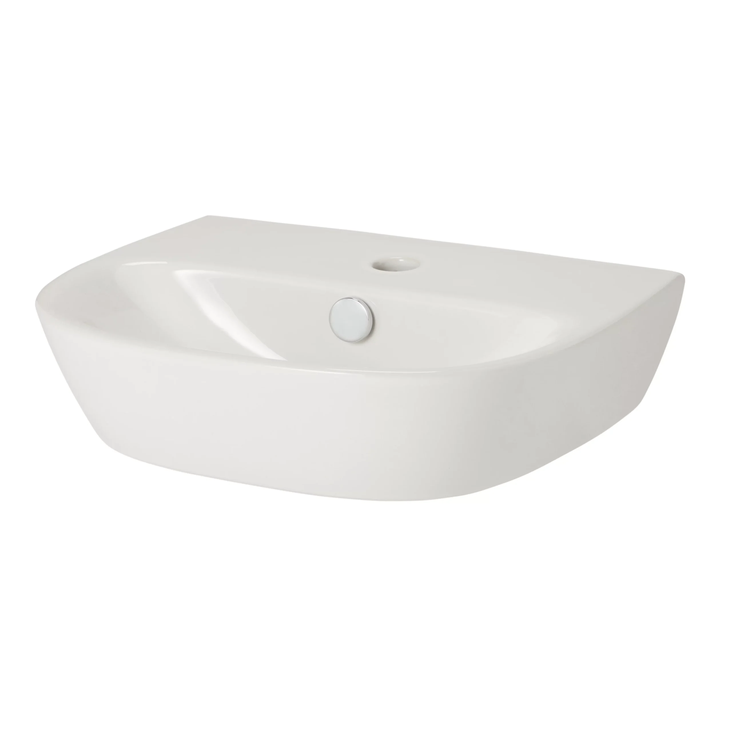 Vitra Malo White D-shaped Wall-mounted Cloakroom Basin (W)44.5cm 1 Vitra Malo White D-shaped Wall-mounted Cloakroom Basin (W)44.5cm